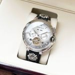 Ballon Bleu De Cartier 2824 Movement 44*12mm Leather Band Green/White Face Watch